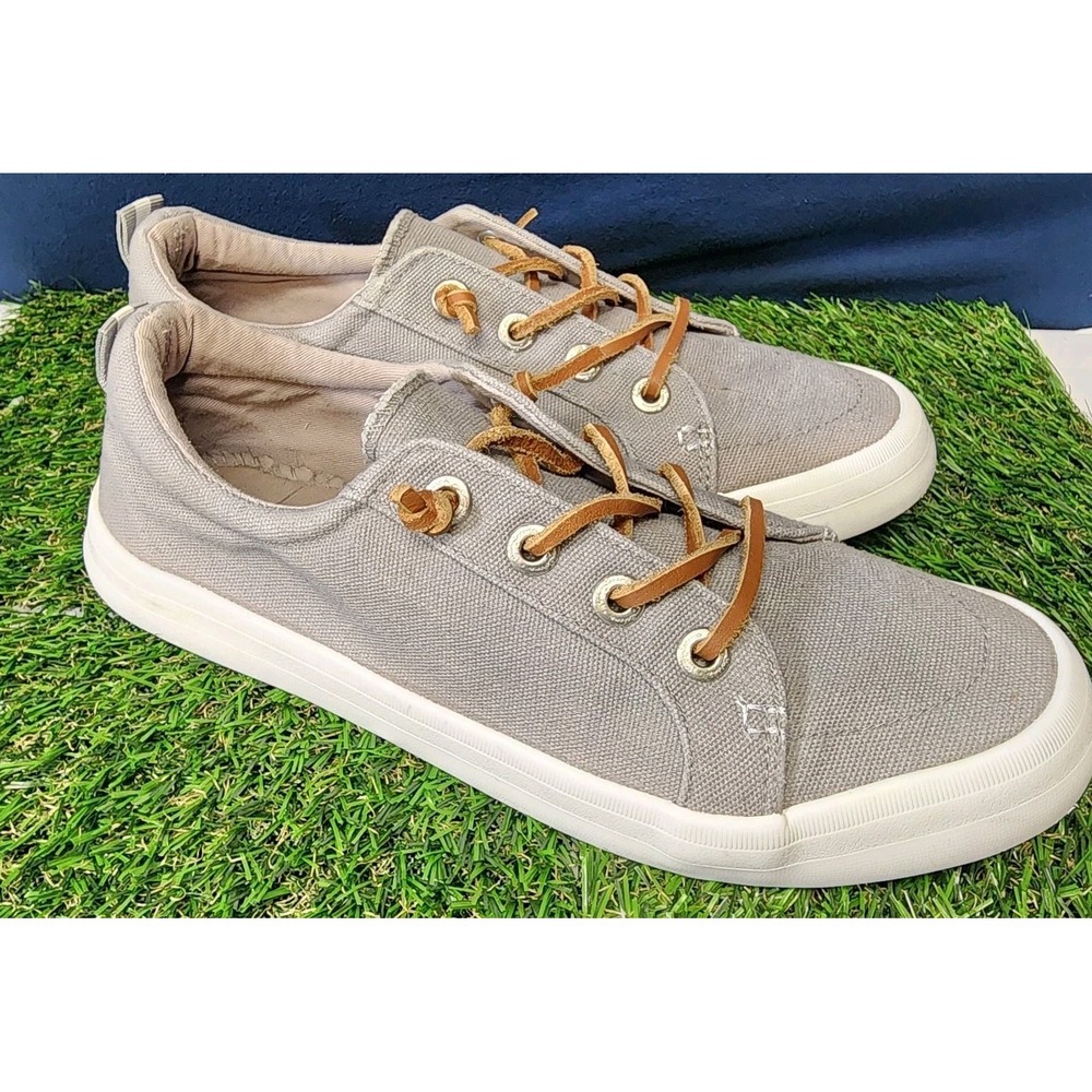 Tommy Bahama Women's Shoes 9.5 Gray Canvas Raw Hide Lace Up Sneakers Comfort